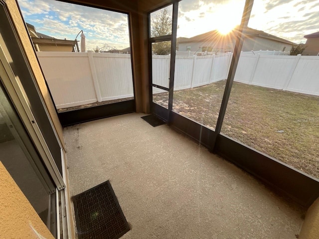 view of unfurnished sunroom