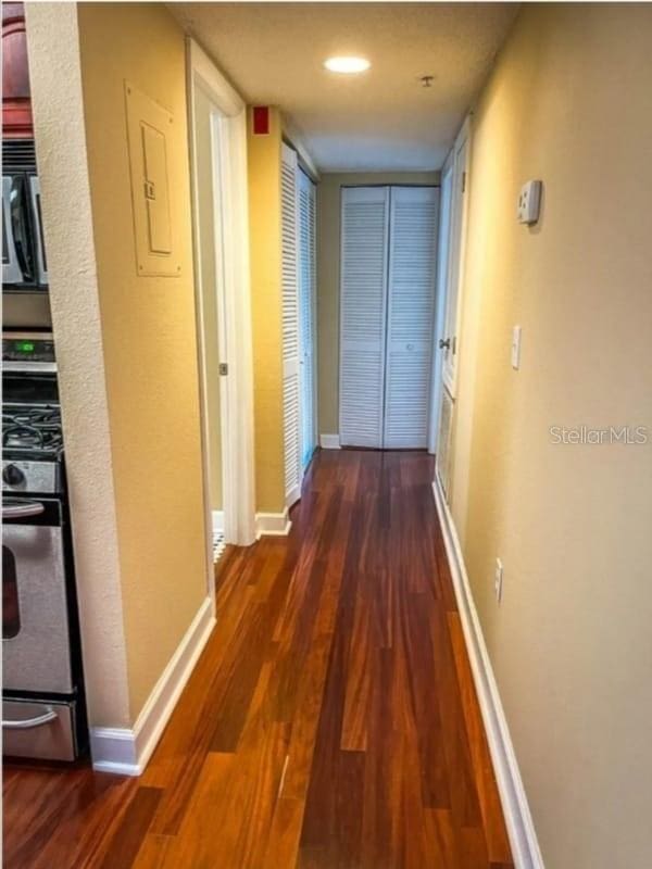 hall featuring dark hardwood / wood-style flooring