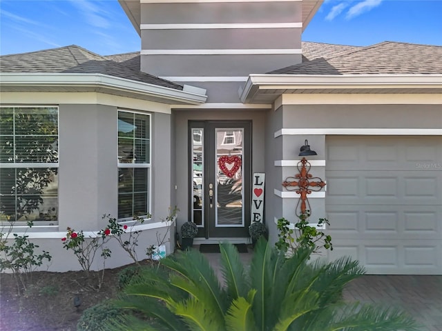 entrance to property with a garage