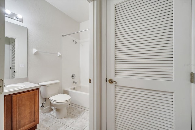 full bathroom featuring tile patterned flooring, vanity, tub / shower combination, and toilet