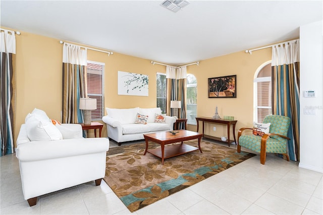 view of tiled living room