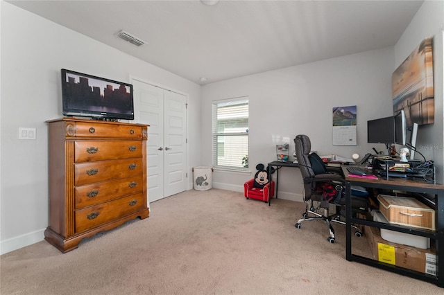 office area with light carpet