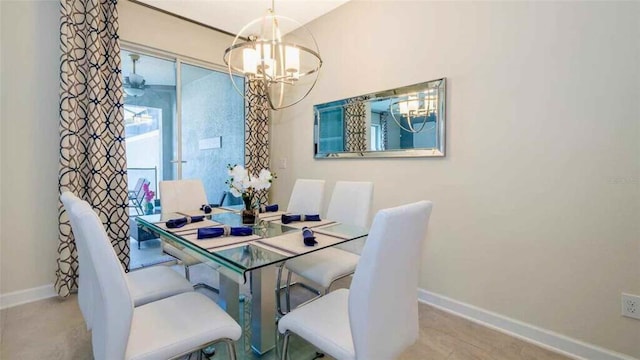 dining room featuring an inviting chandelier