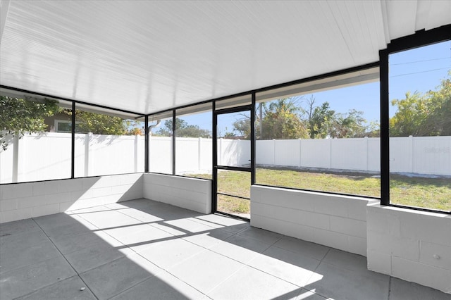 view of unfurnished sunroom