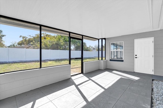 view of unfurnished sunroom