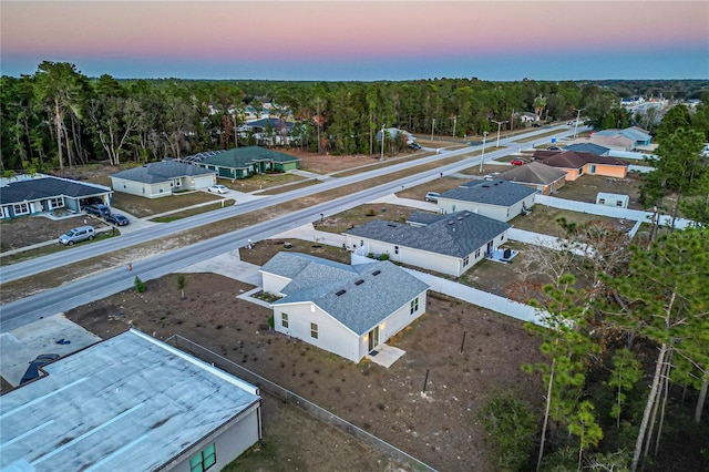 view of aerial view at dusk