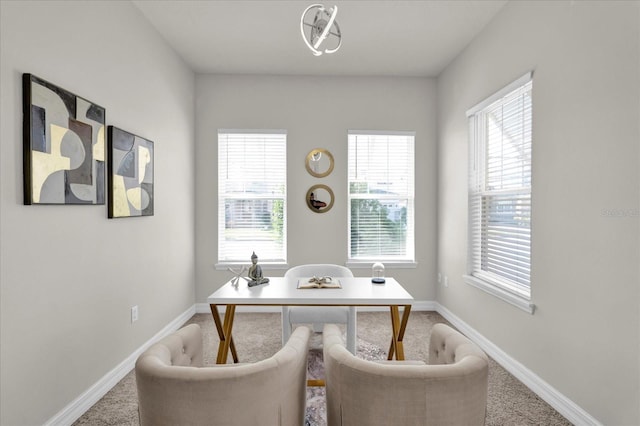 office space with carpet floors and a wealth of natural light