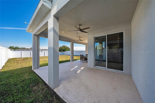 view of patio / terrace with ceiling fan