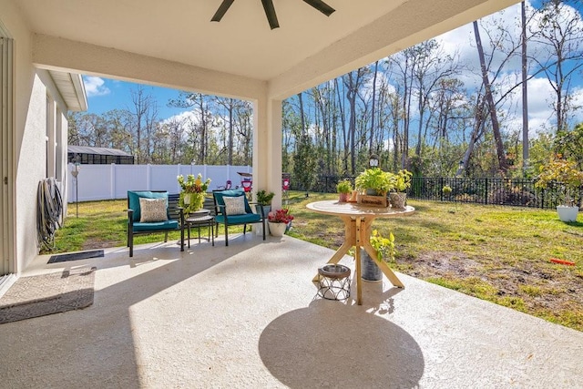 view of patio / terrace with ceiling fan