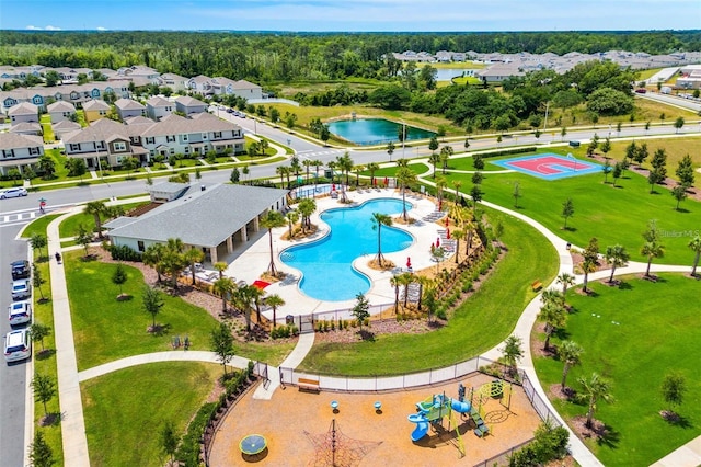 bird's eye view with a residential view