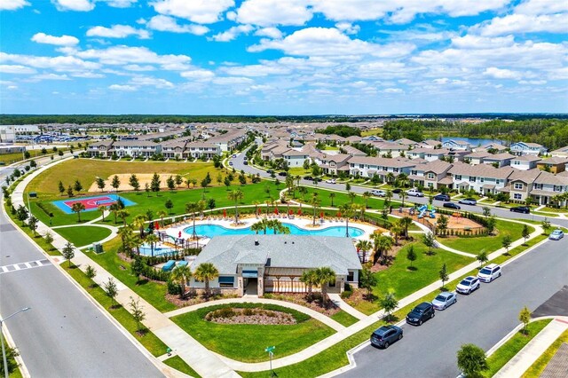 aerial view with a residential view