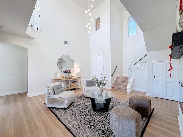 living room with light wood-type flooring