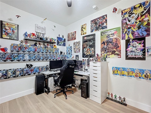 home office featuring light hardwood / wood-style flooring