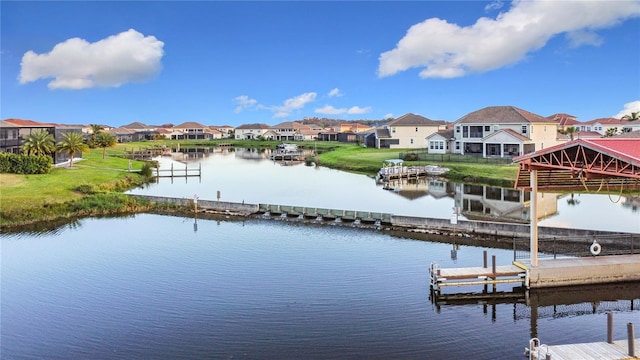 dock area featuring a water view