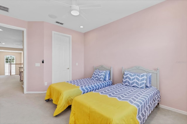 bedroom with carpet floors and ceiling fan