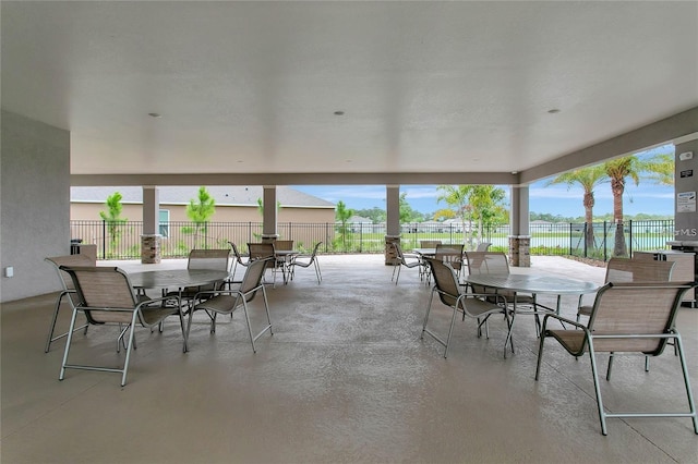 view of patio / terrace with a water view