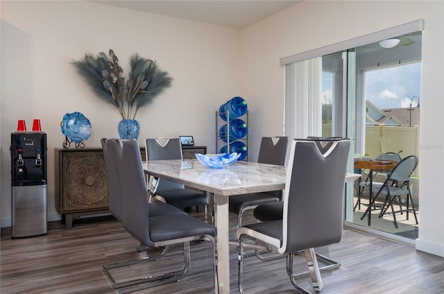 dining area featuring wood finished floors