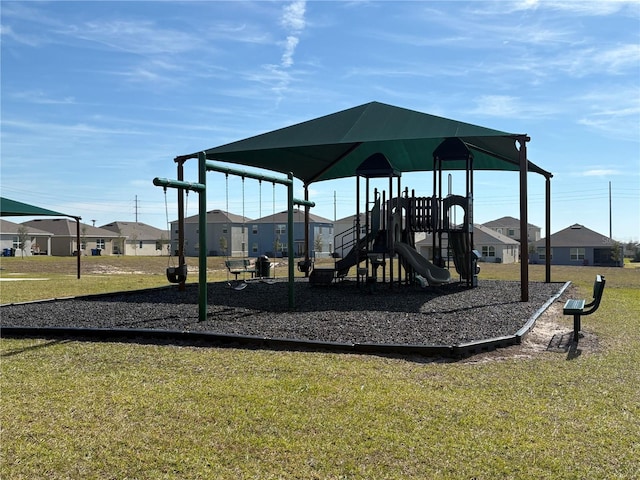 view of play area with a lawn