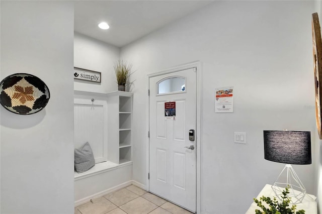 mudroom featuring light tile patterned floors