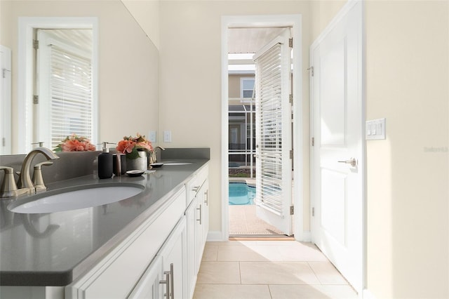 bathroom featuring vanity and tile patterned floors