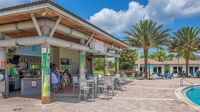 view of community featuring a swimming pool