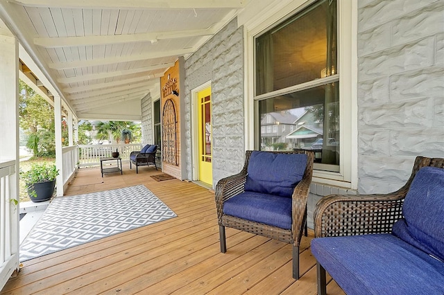 wooden deck with covered porch