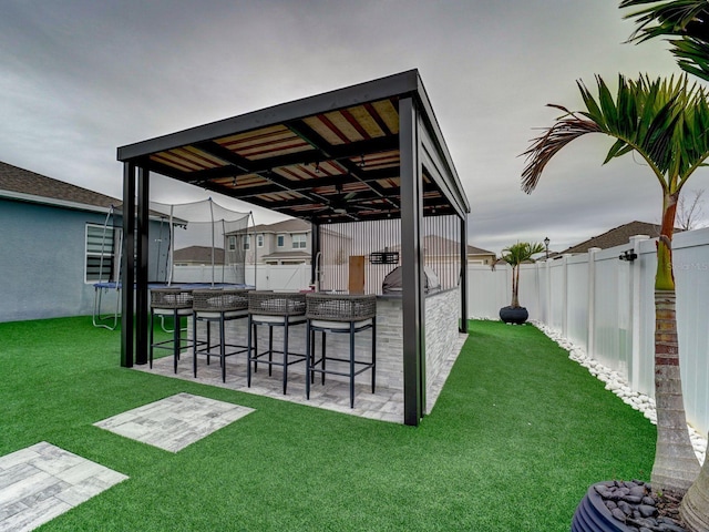 view of yard with an outdoor bar