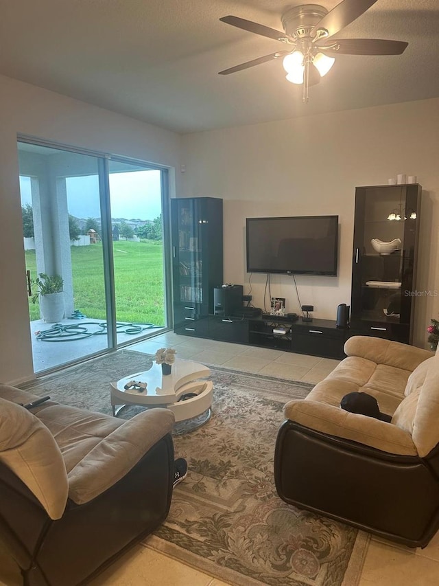 view of tiled living room