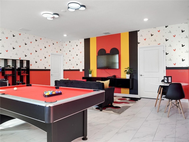 recreation room featuring pool table