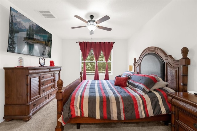 bedroom with carpet floors and ceiling fan