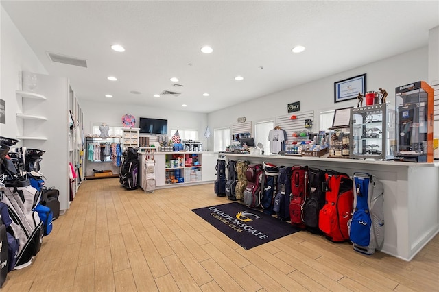 misc room with light hardwood / wood-style floors