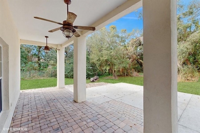 view of patio / terrace with ceiling fan