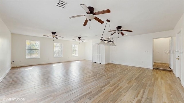 unfurnished living room featuring light hardwood / wood-style flooring