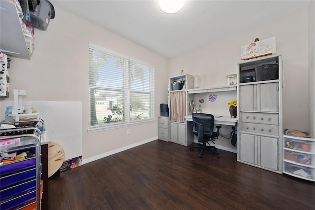 office space featuring dark wood-type flooring