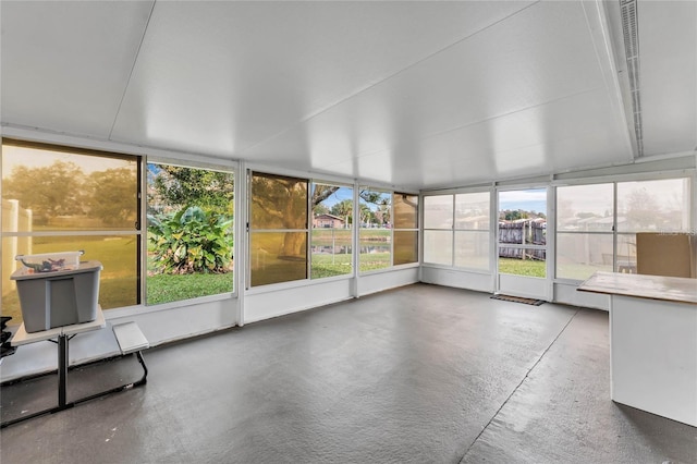 view of unfurnished sunroom