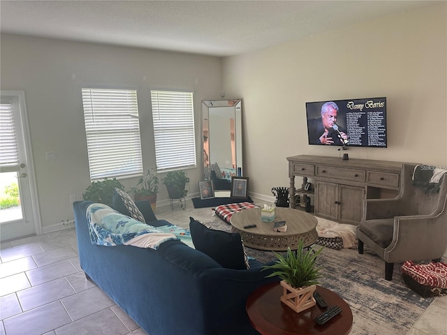 view of tiled living room