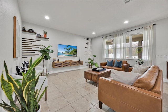 view of tiled living room