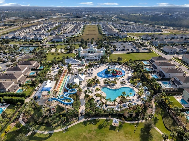 aerial view with a residential view