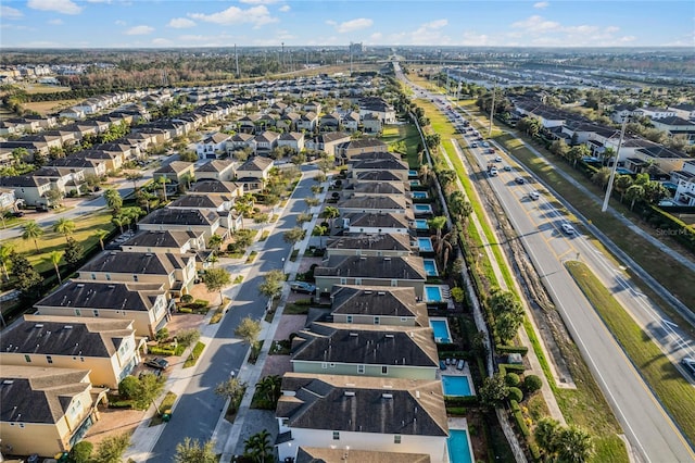 birds eye view of property with a residential view