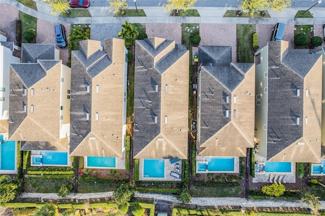 drone / aerial view with a residential view