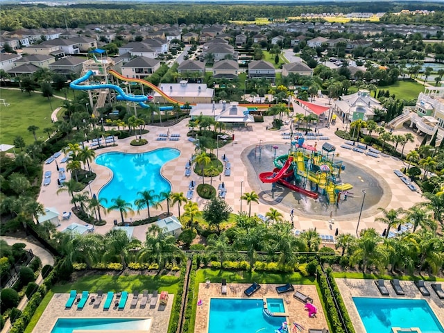 aerial view featuring a residential view