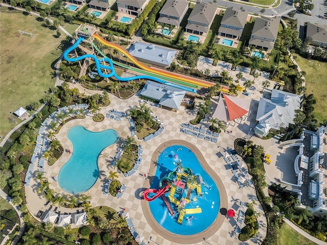 bird's eye view with a residential view