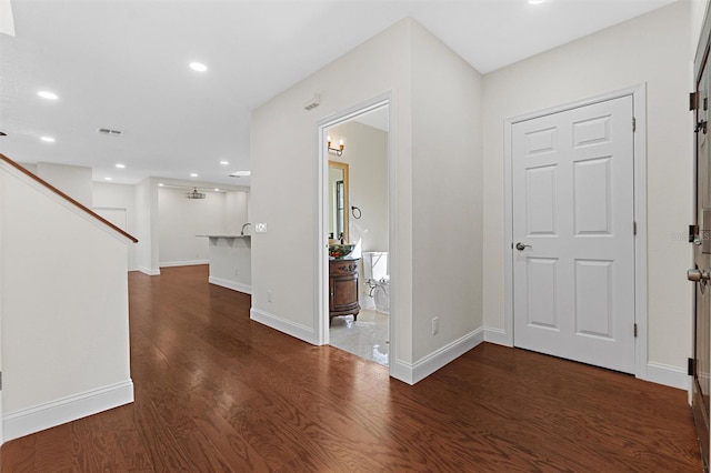 entryway featuring dark hardwood / wood-style floors