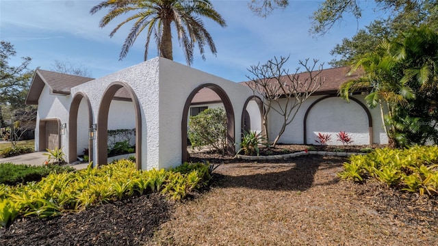 exterior space with a garage