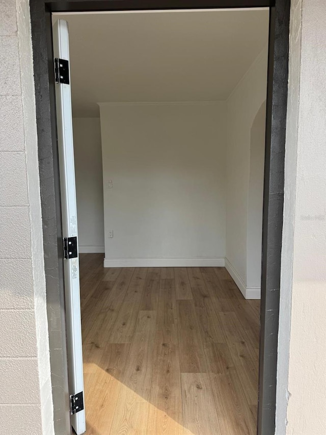 hallway featuring light wood-type flooring