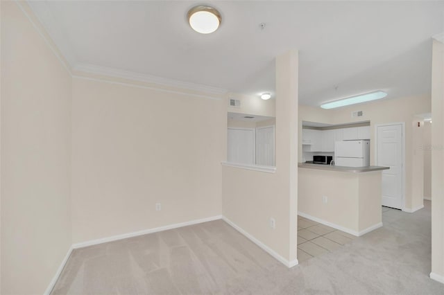 carpeted spare room featuring ornamental molding