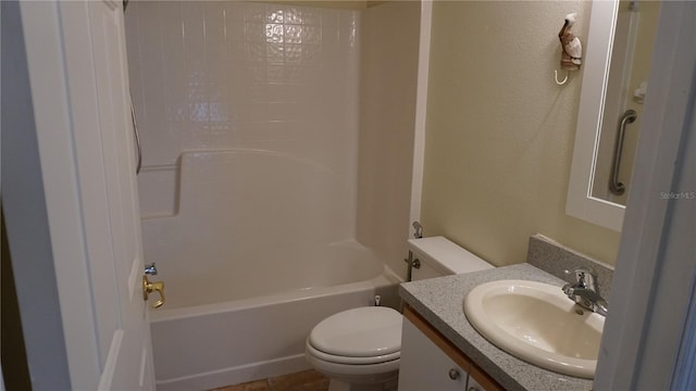 full bathroom with vanity, toilet, and shower / bath combination