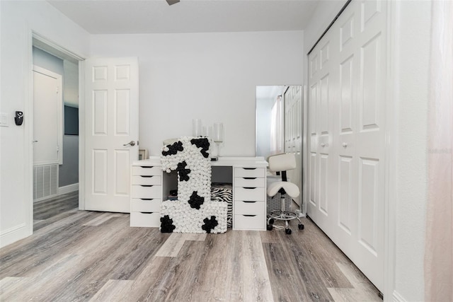 interior space with light hardwood / wood-style floors