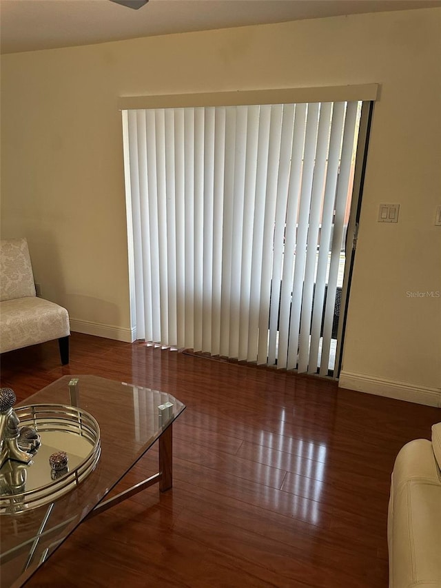 living room with dark wood-type flooring