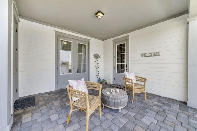 view of patio / terrace featuring french doors